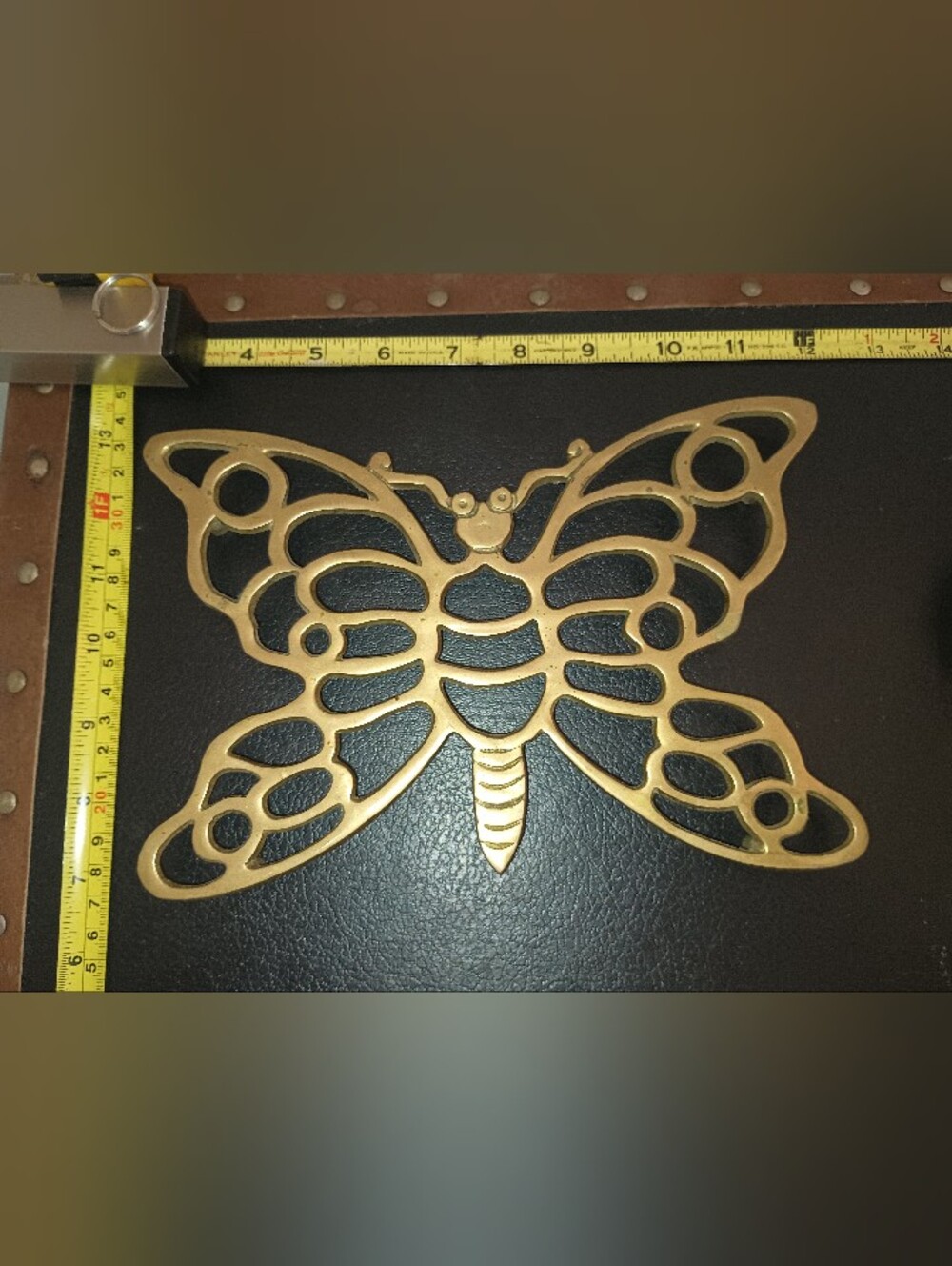 Vintage Solid Brass Butterfly Trivet HotPlate Mid Century Boho Kitchen WallDecor